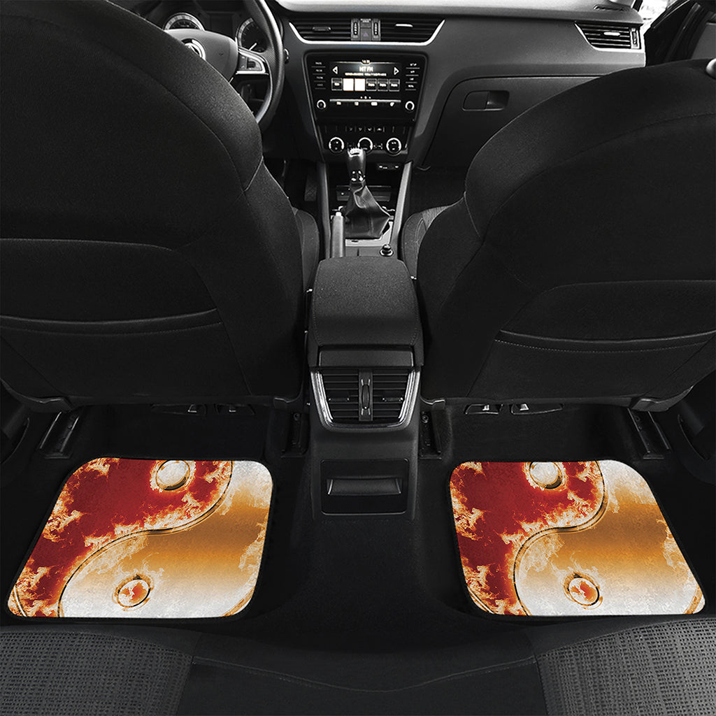Flaming Yin Yang Print Front and Back Car Floor Mats