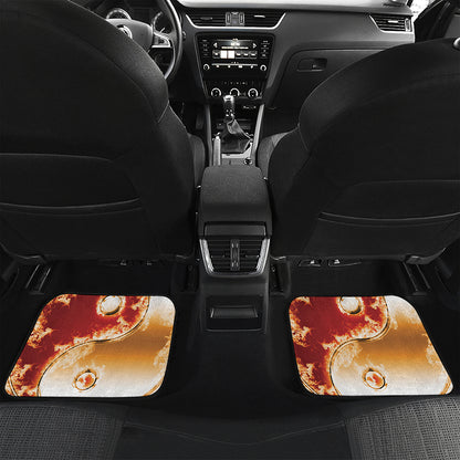 Flaming Yin Yang Print Front and Back Car Floor Mats