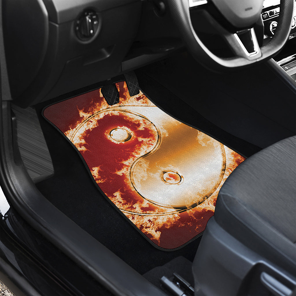 Flaming Yin Yang Print Front and Back Car Floor Mats