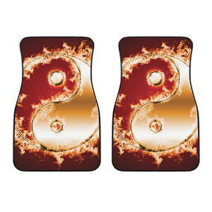 Flaming Yin Yang Print Front Car Floor Mats