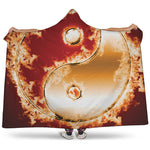 Flaming Yin Yang Print Hooded Blanket