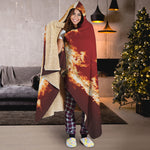 Flaming Yin Yang Print Hooded Blanket