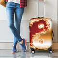 Flaming Yin Yang Print Luggage Cover