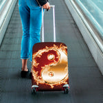 Flaming Yin Yang Print Luggage Cover