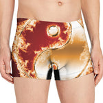 Flaming Yin Yang Print Men's Boxer Briefs