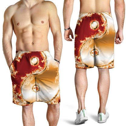 Flaming Yin Yang Print Men's Shorts