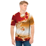 Flaming Yin Yang Print Men's T-Shirt