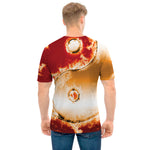 Flaming Yin Yang Print Men's T-Shirt