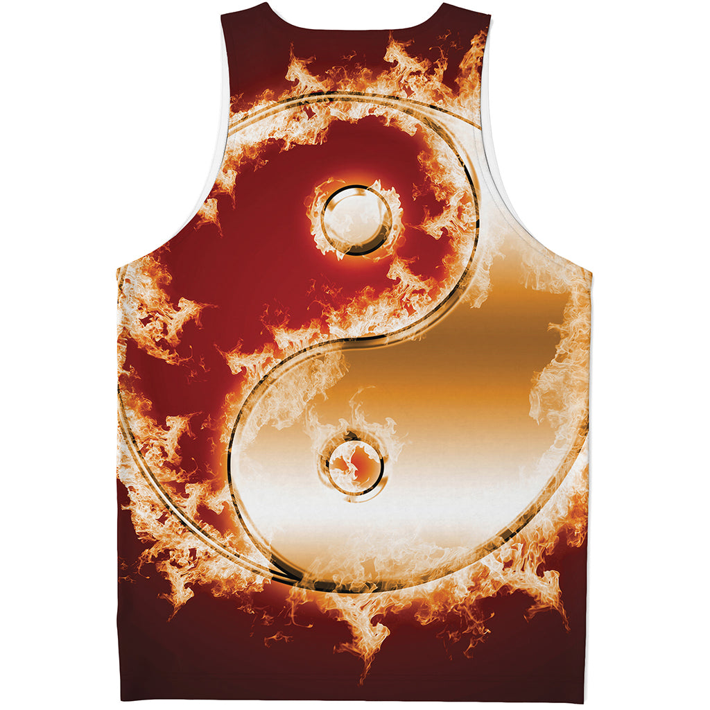 Flaming Yin Yang Print Men's Tank Top