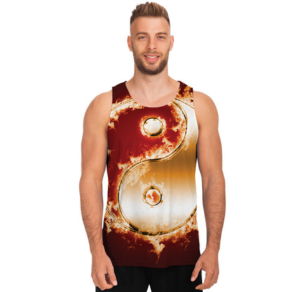 Flaming Yin Yang Print Men's Tank Top
