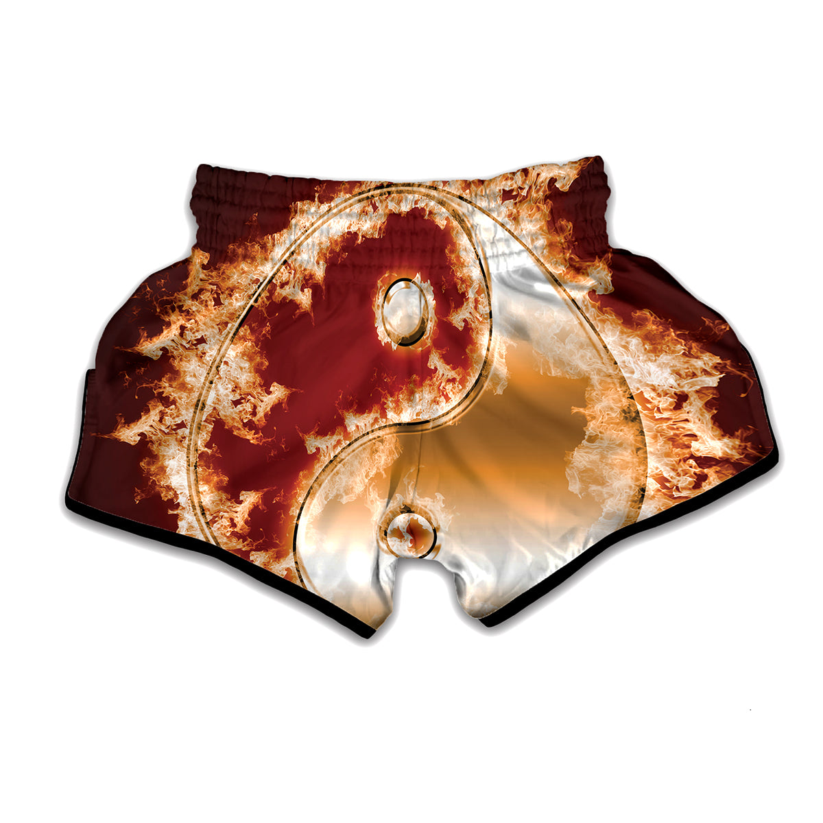 Flaming Yin Yang Print Muay Thai Boxing Shorts