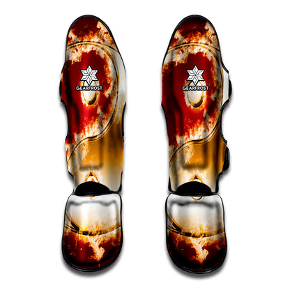 Flaming Yin Yang Print Muay Thai Shin Guard