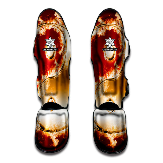 Flaming Yin Yang Print Muay Thai Shin Guard