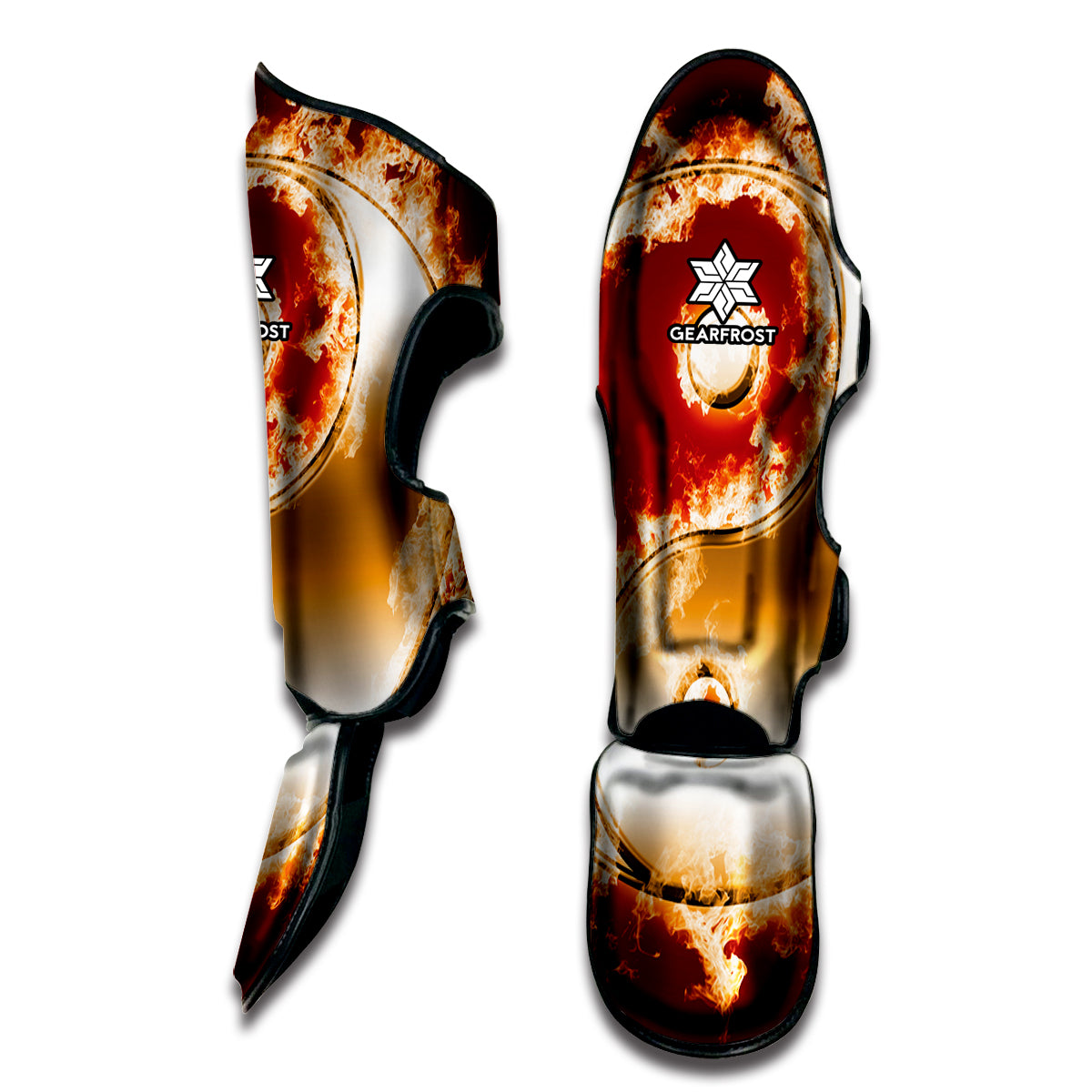 Flaming Yin Yang Print Muay Thai Shin Guard