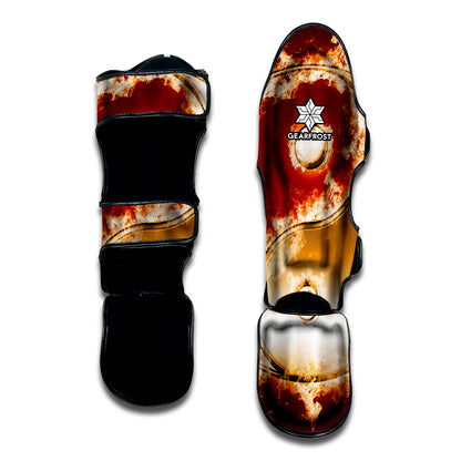 Flaming Yin Yang Print Muay Thai Shin Guard