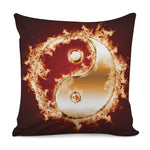 Flaming Yin Yang Print Pillow Cover