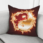Flaming Yin Yang Print Pillow Cover