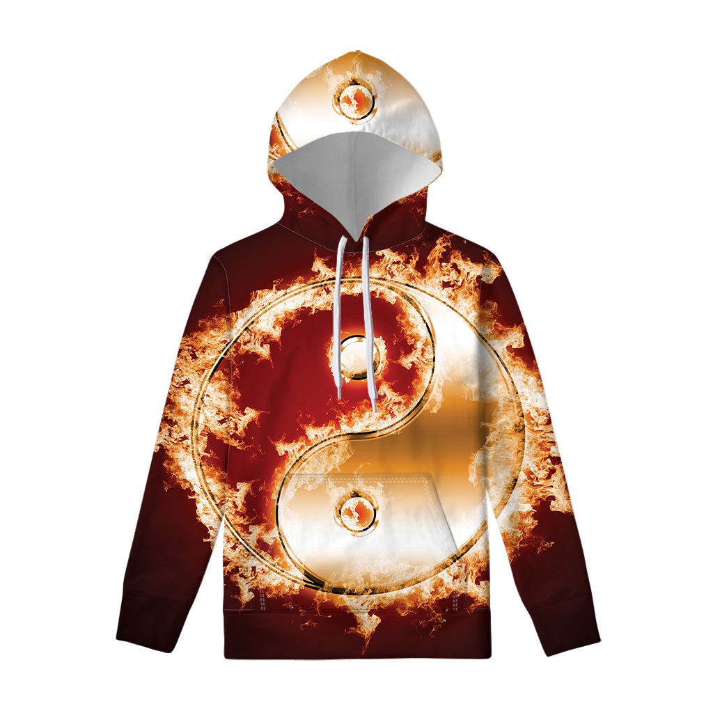 Flaming Yin Yang Print Pullover Hoodie