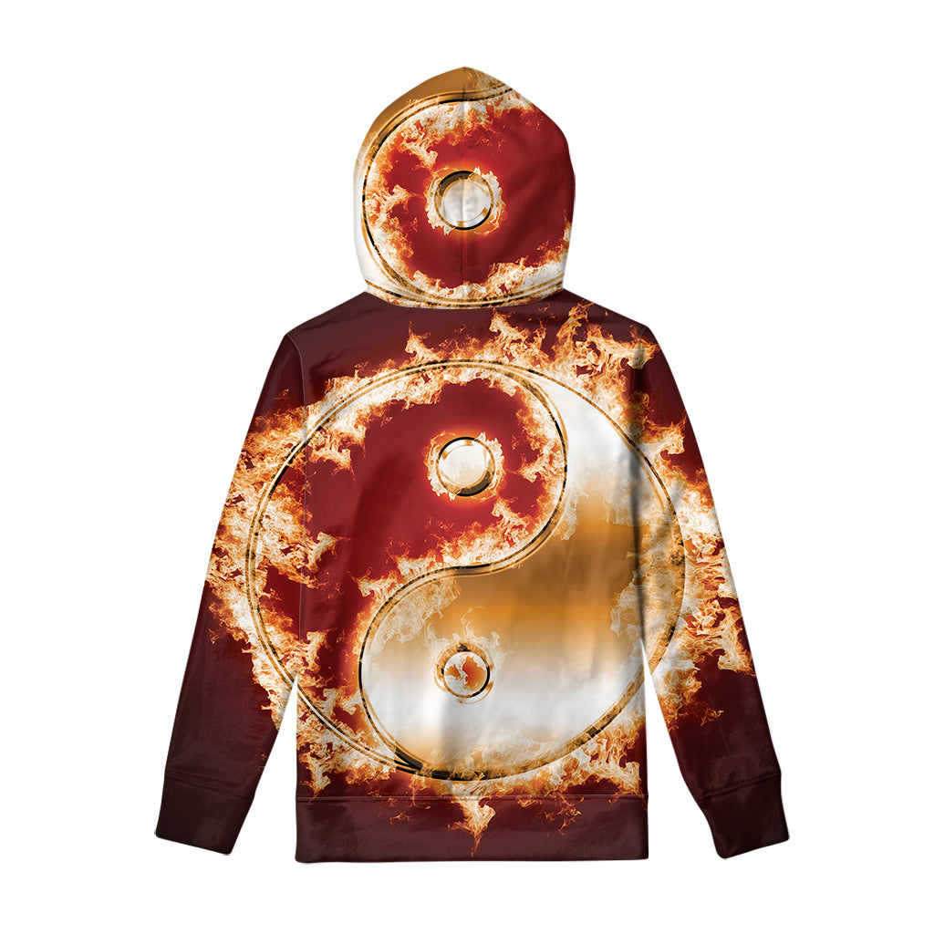 Flaming Yin Yang Print Pullover Hoodie