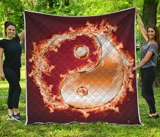 Flaming Yin Yang Print Quilt