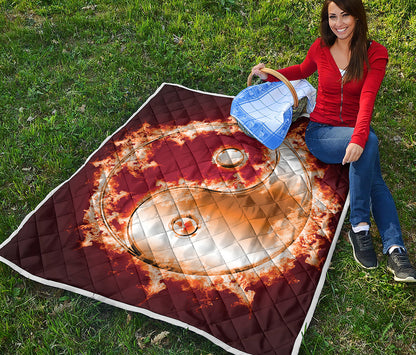 Flaming Yin Yang Print Quilt