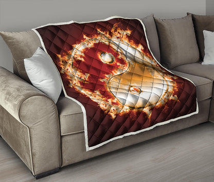 Flaming Yin Yang Print Quilt