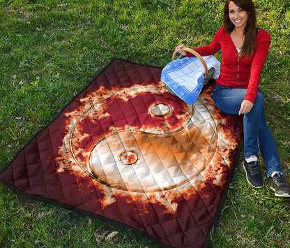 Flaming Yin Yang Print Quilt