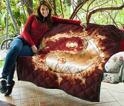 Flaming Yin Yang Print Quilt