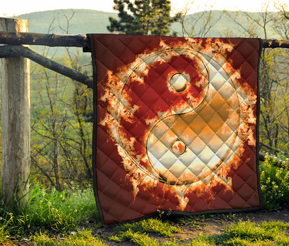 Flaming Yin Yang Print Quilt