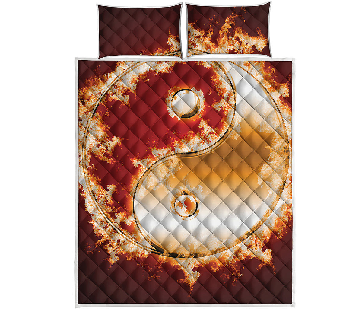 Flaming Yin Yang Print Quilt Bed Set