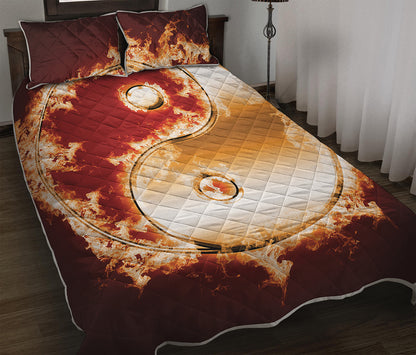 Flaming Yin Yang Print Quilt Bed Set