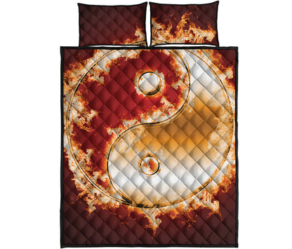 Flaming Yin Yang Print Quilt Bed Set