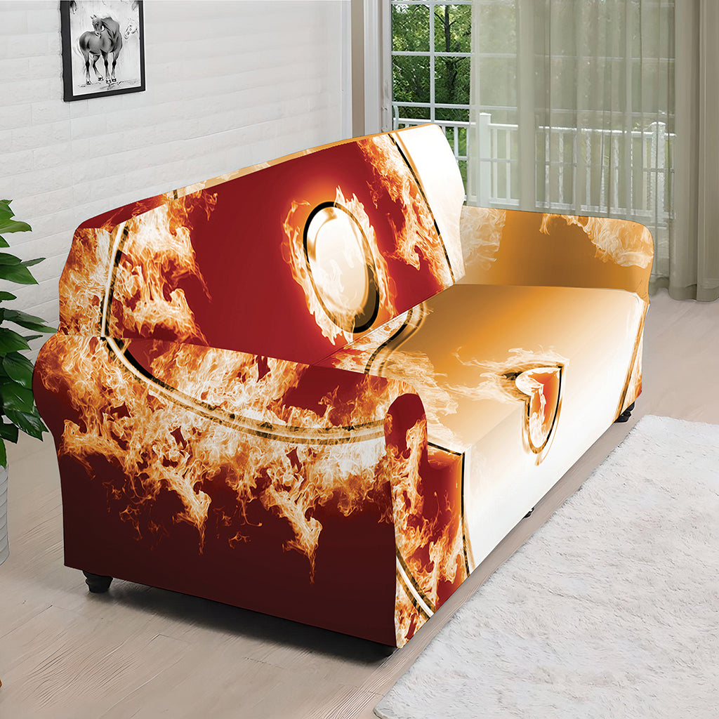 Flaming Yin Yang Print Sofa Cover