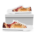 Flaming Yin Yang Print White Low Top Sneakers