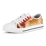 Flaming Yin Yang Print White Low Top Shoes