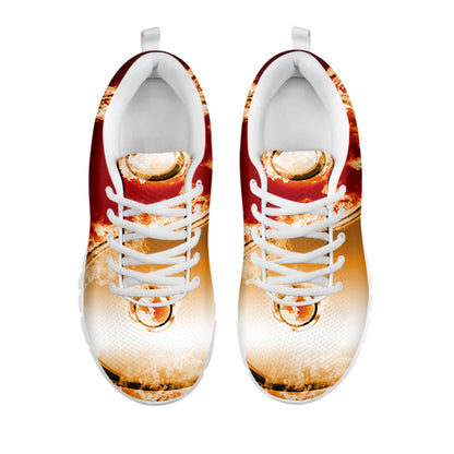 Flaming Yin Yang Print White Sneakers