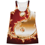 Flaming Yin Yang Print Women's Racerback Tank Top