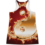Flaming Yin Yang Print Women's Racerback Tank Top