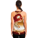 Flaming Yin Yang Print Women's Racerback Tank Top