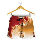 Flaming Yin Yang Print Women's Shorts