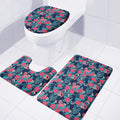 Flamingo And Hawaiian Floral Print 3 Piece Bath Mat Set