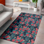 Flamingo And Hawaiian Floral Print Area Rug