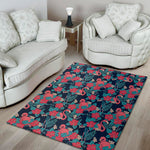 Flamingo And Hawaiian Floral Print Area Rug
