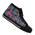 Flamingo And Hawaiian Floral Print Black High Top Shoes