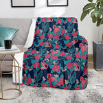 Flamingo And Hawaiian Floral Print Blanket