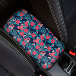 Flamingo And Hawaiian Floral Print Car Center Console Cover