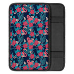 Flamingo And Hawaiian Floral Print Car Center Console Cover
