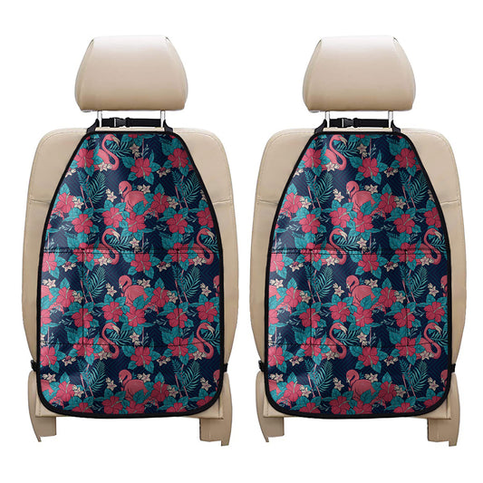 Flamingo And Hawaiian Floral Print Car Seat Organizers