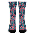 Flamingo And Hawaiian Floral Print Crew Socks