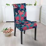 Flamingo And Hawaiian Floral Print Dining Chair Slipcover